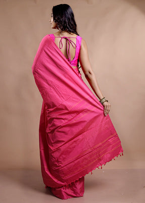 Pink Kanjivaram Silk Saree With Blouse Piece - Indian Silk House Agencies