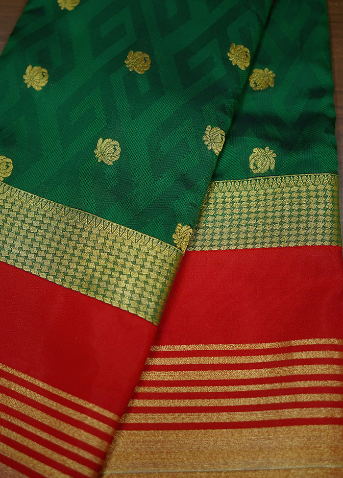 Green Kanjivaram Silk Saree With Blouse Piece - Indian Silk House Agencies