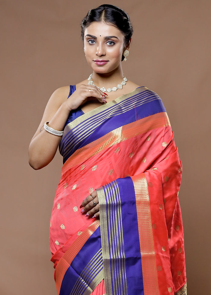 Pink Kanjivaram Silk Saree With Blouse Piece - Indian Silk House Agencies