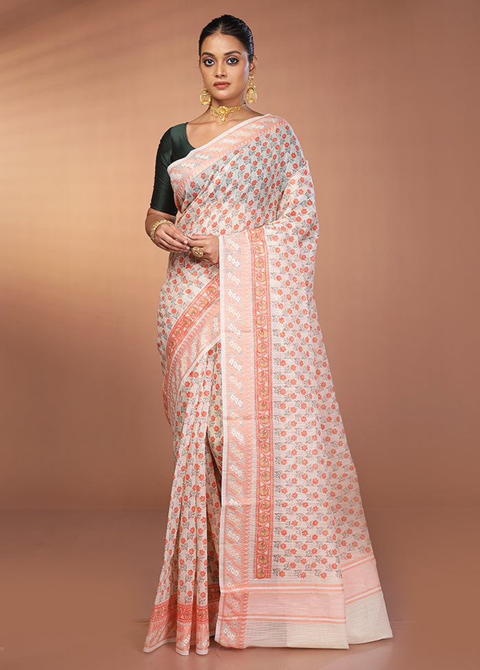 White Cotton Saree With Blouse Piece