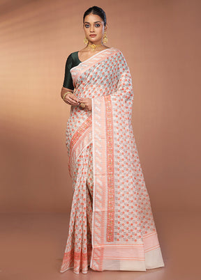 White Cotton Saree With Blouse Piece