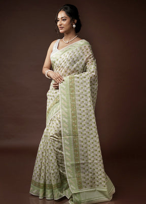 Cream Cotton Saree With Blouse Piece - Indian Silk House Agencies