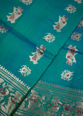 Green Baluchari Pure Silk Saree Without Blouse Piece - Indian Silk House Agencies