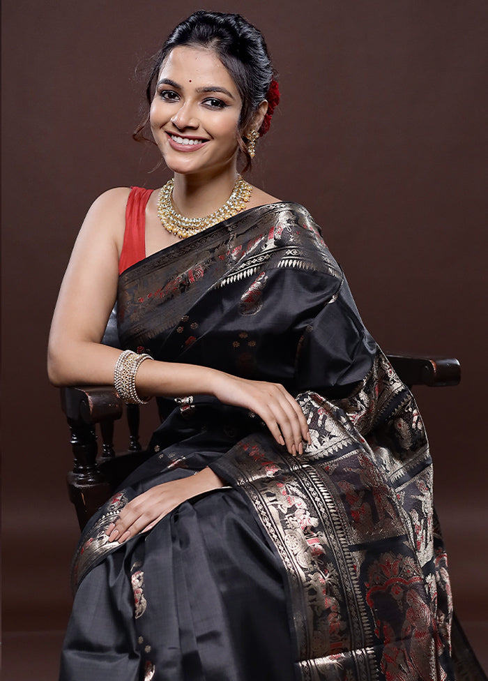 Grey Baluchari Pure Silk Saree Without Blouse Piece - Indian Silk House Agencies