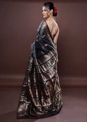 Grey Baluchari Pure Silk Saree Without Blouse Piece - Indian Silk House Agencies