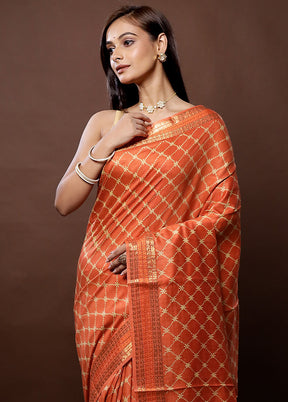 Orange Tussar Silk Saree With Blouse Piece - Indian Silk House Agencies