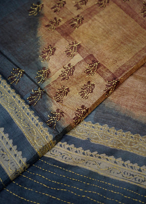 Brown Tussar Silk Saree Without Blouse Piece - Indian Silk House Agencies