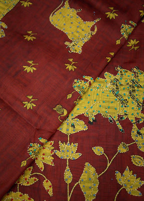 Maroon Tussar Silk Saree With Blouse Piece - Indian Silk House Agencies