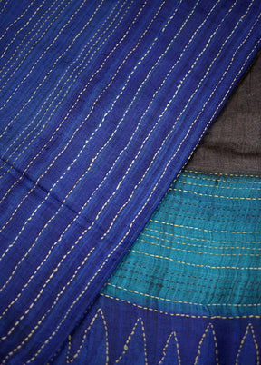 Blue Tussar Silk Saree With Blouse Piece - Indian Silk House Agencies