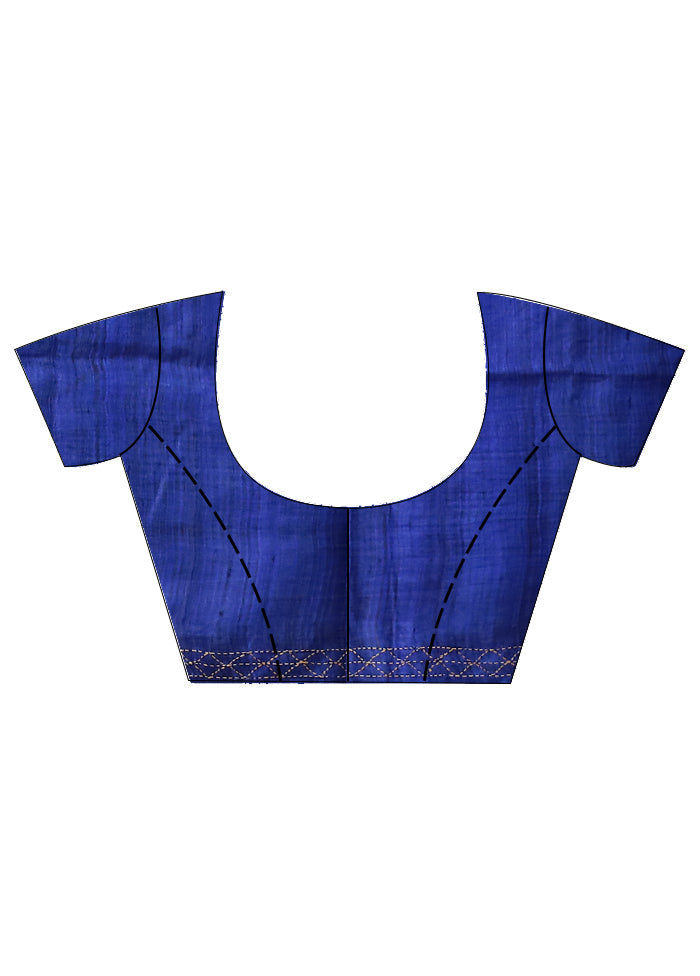 Blue Tussar Silk Saree With Blouse Piece - Indian Silk House Agencies