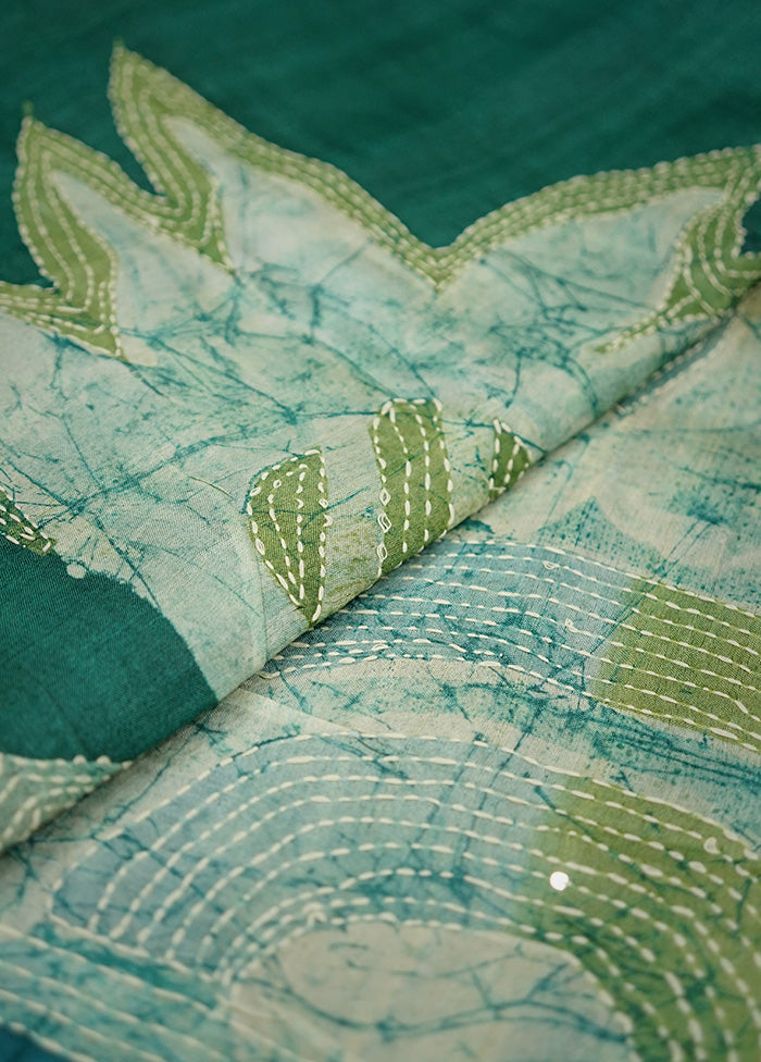 Green Tussar Silk Saree With Blouse Piece - Indian Silk House Agencies