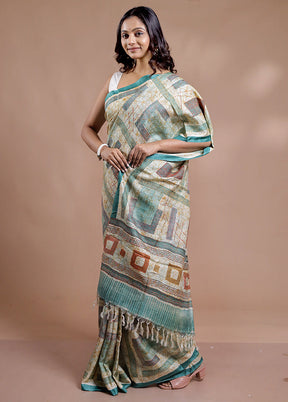 Cream Tussar Silk Saree With Blouse Piece - Indian Silk House Agencies