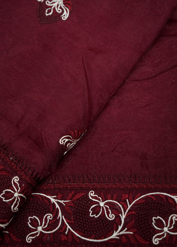 Maroon Organza Saree With Blouse Piece - Indian Silk House Agencies