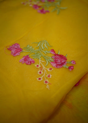 Yellow Organza Saree Without Blouse Piece - Indian Silk House Agencies