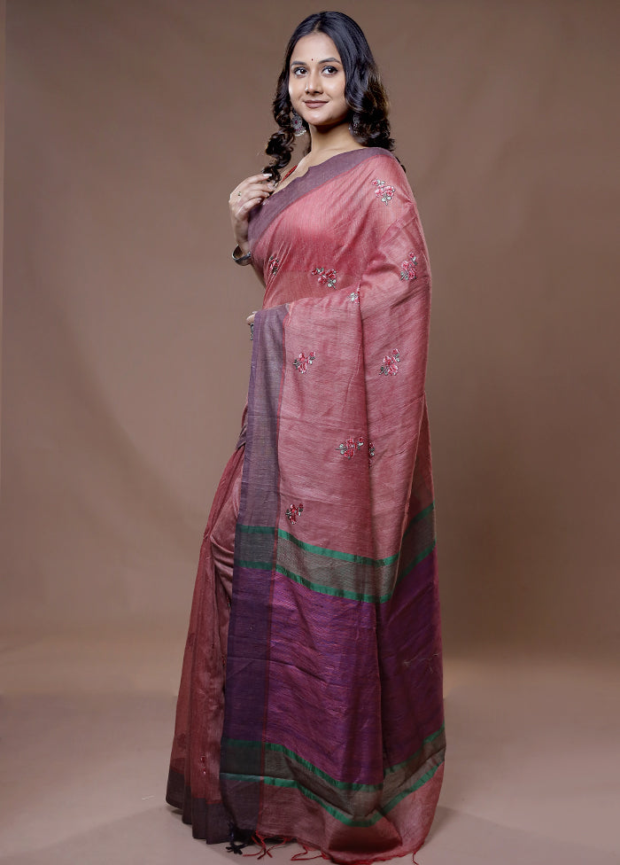 Pink Dupion Silk Saree With Blouse Piece - Indian Silk House Agencies