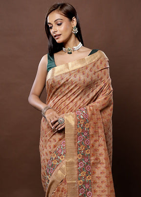 Cream Dupion Silk Saree With Blouse Piece