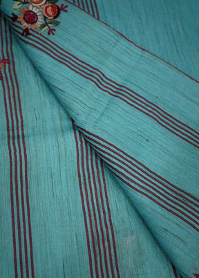 Blue Dupion Silk Saree With Blouse Piece - Indian Silk House Agencies