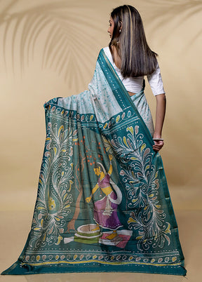 Green Chanderi Cotton Saree Without Blouse Piece - Indian Silk House Agencies