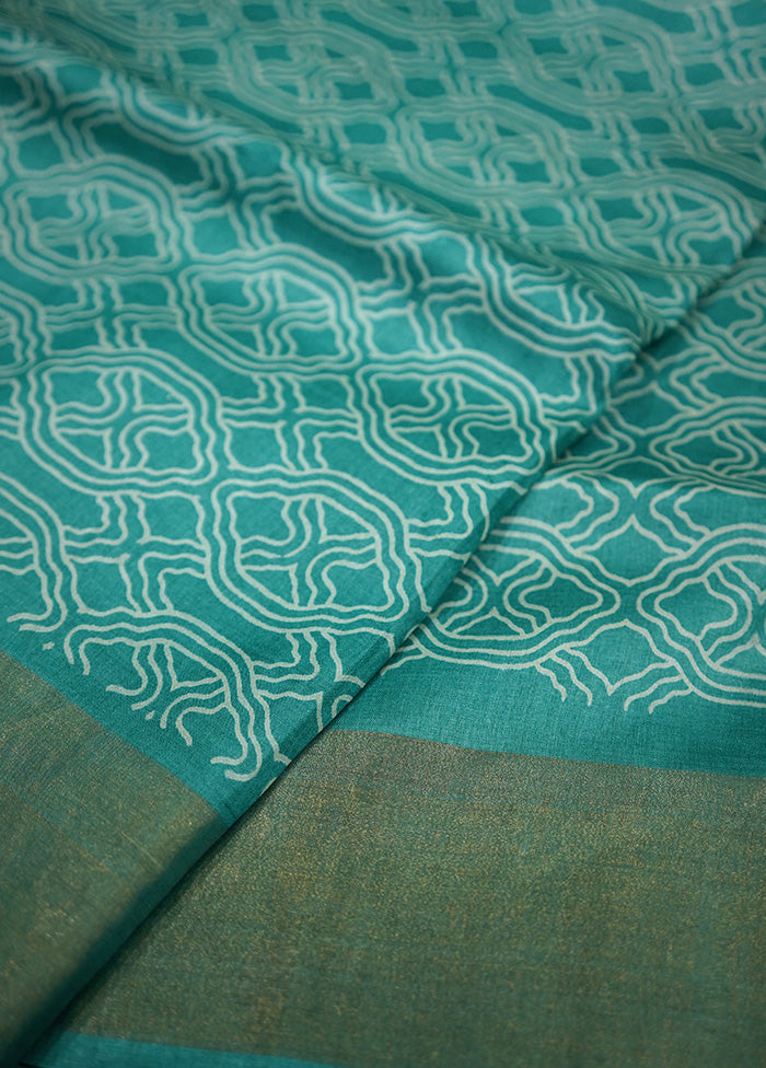 Green Tussar Silk Saree With Blouse Piece - Indian Silk House Agencies