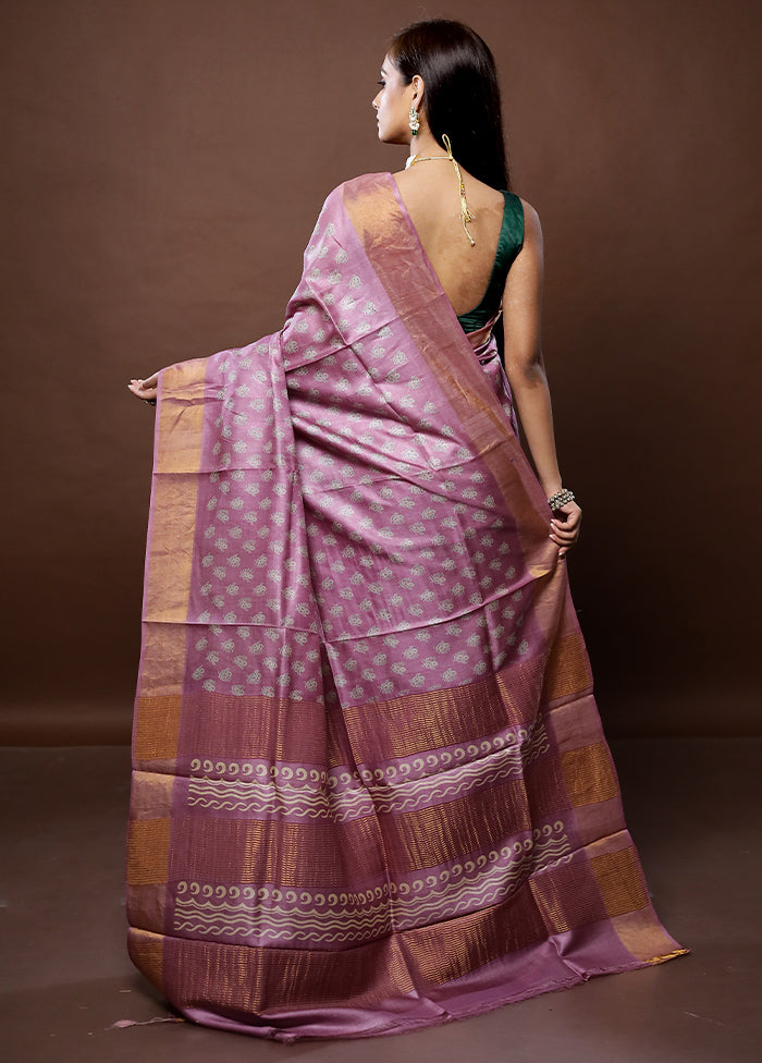 Purple Tussar Silk Saree With Blouse Piece - Indian Silk House Agencies