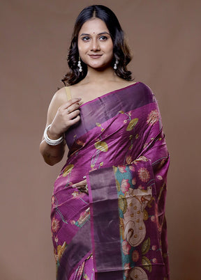 Purple Tussar Pure Silk Saree With Blouse Piece - Indian Silk House Agencies