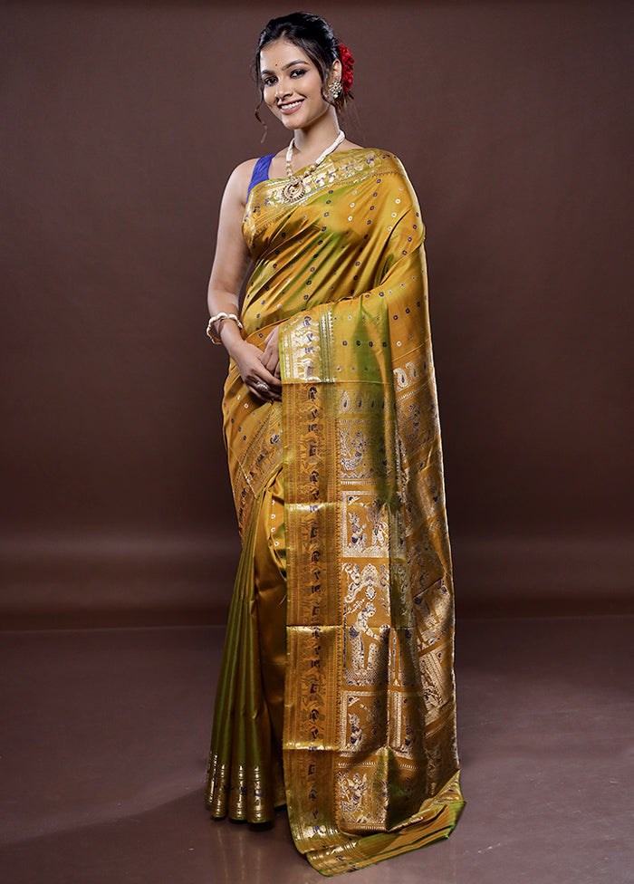 Yellow Baluchari Pure Silk Saree Without Blouse Piece - Indian Silk House Agencies