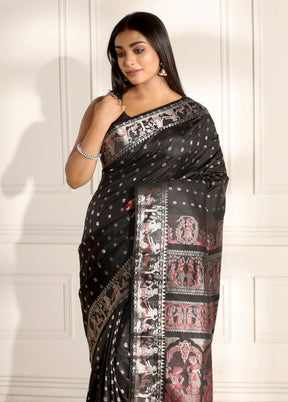 Black Katan Pure Silk Saree With Blouse Piece - Indian Silk House Agencies