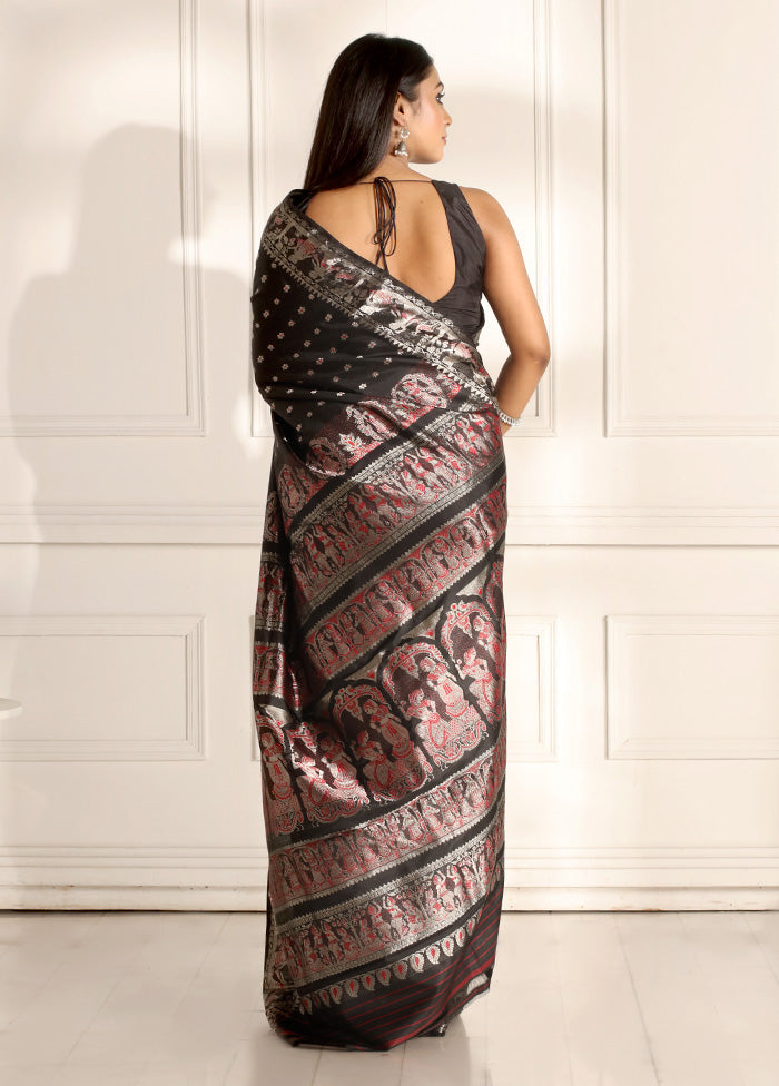 Black Katan Pure Silk Saree With Blouse Piece - Indian Silk House Agencies