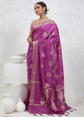 Purple Cotton Saree With Blouse Piece