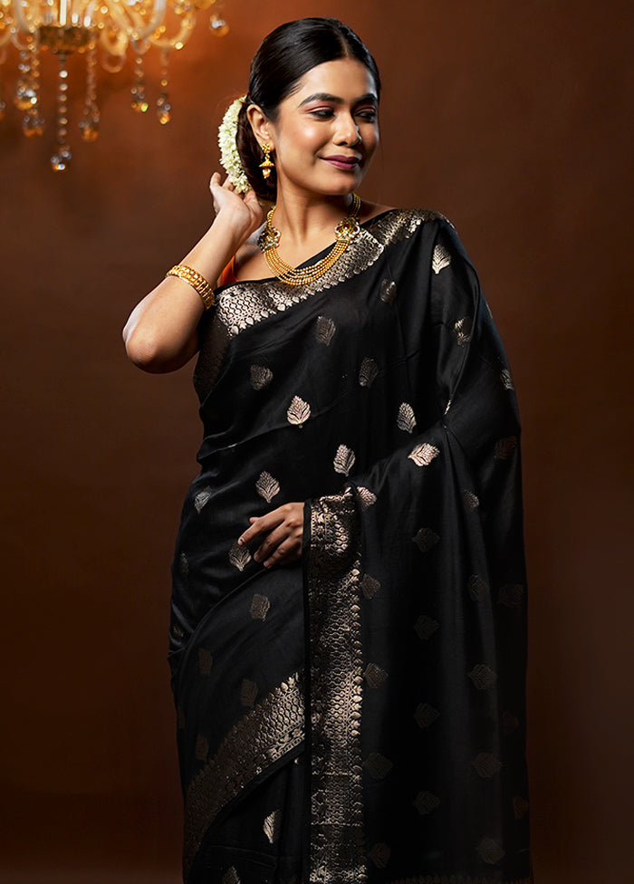 Black Cotton Saree With Blouse Piece