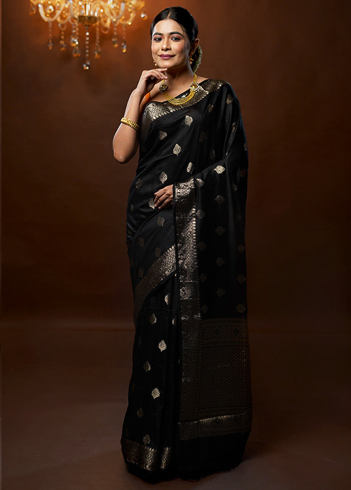 Black Cotton Saree With Blouse Piece