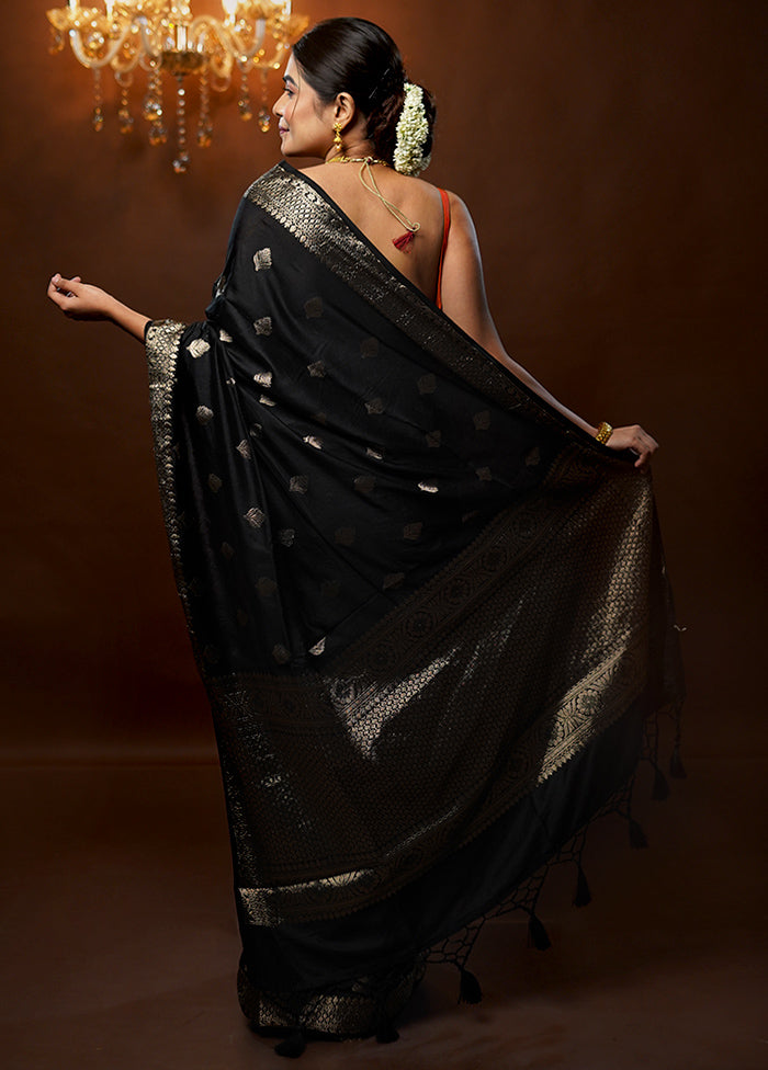 Black Cotton Saree With Blouse Piece