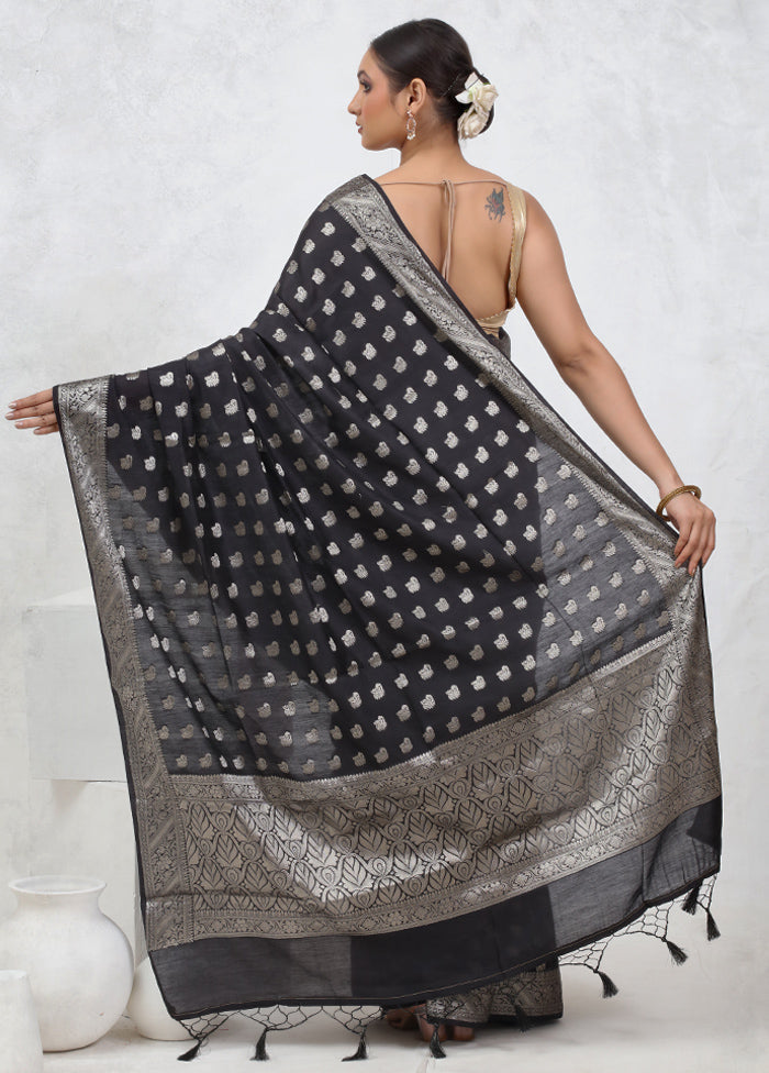 Black Cotton Saree With Blouse Piece