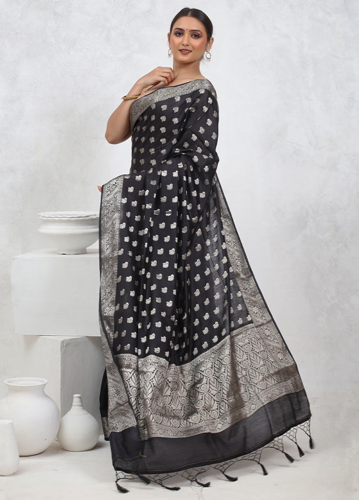 Black Cotton Saree With Blouse Piece