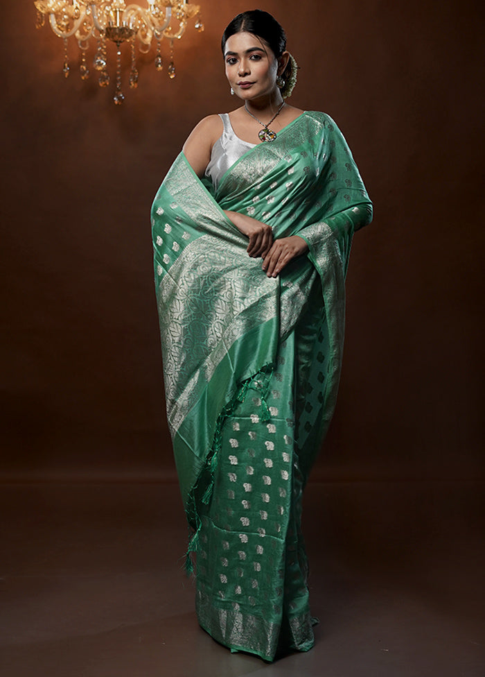 Green Cotton Saree With Blouse Piece - Indian Silk House Agencies