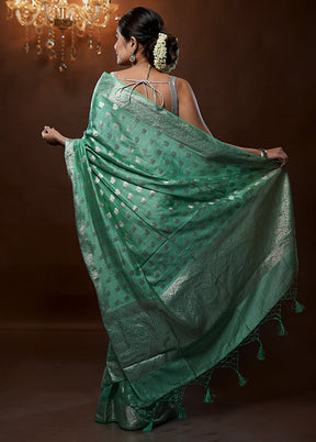 Green Cotton Saree With Blouse Piece - Indian Silk House Agencies