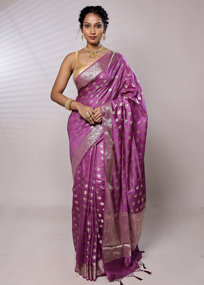 Purple Cotton Saree With Blouse Piece