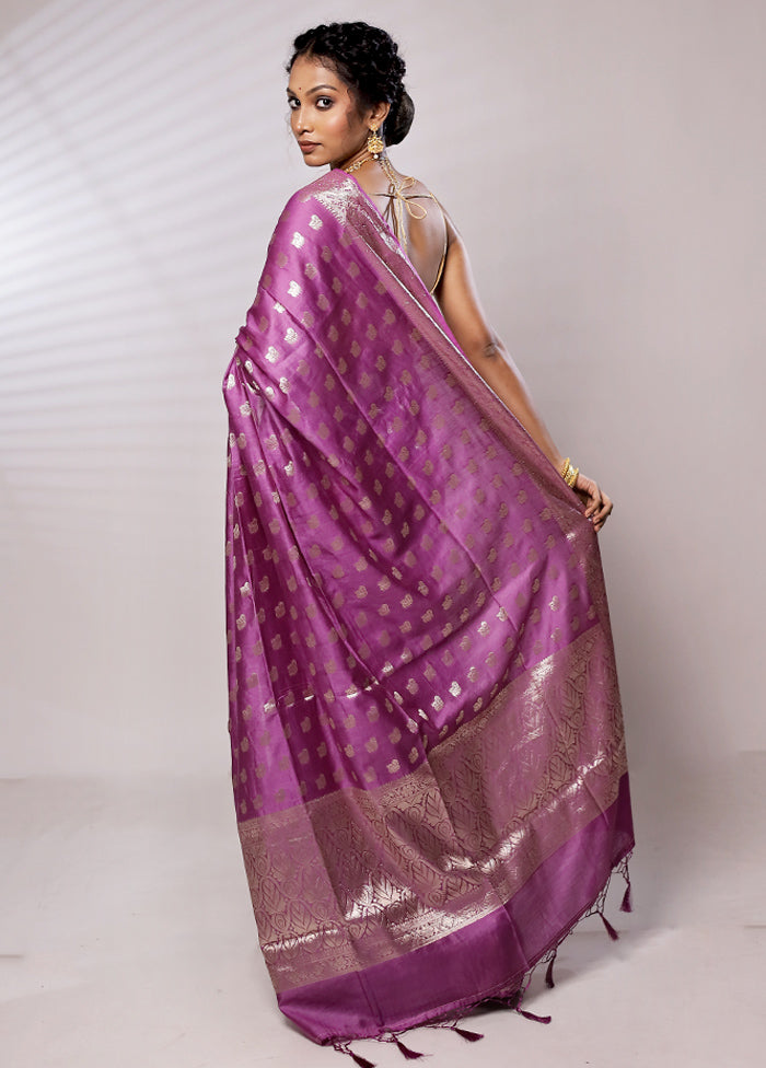 Purple Cotton Saree With Blouse Piece