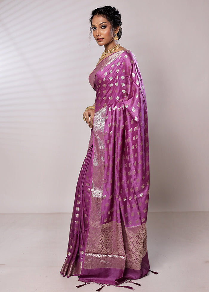 Purple Cotton Saree With Blouse Piece