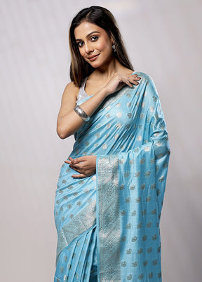 Blue Cotton Saree With Blouse Piece - Indian Silk House Agencies