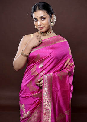 Pink Dupion Silk Saree Without Blouse Piece - Indian Silk House Agencies