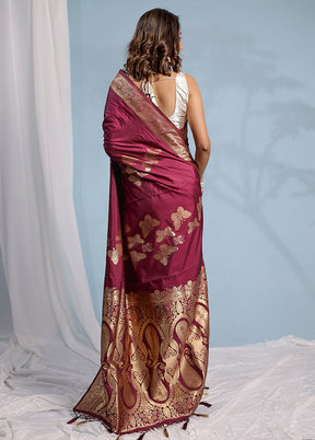 Purple Dupion Silk Saree With Blouse Piece - Indian Silk House Agencies