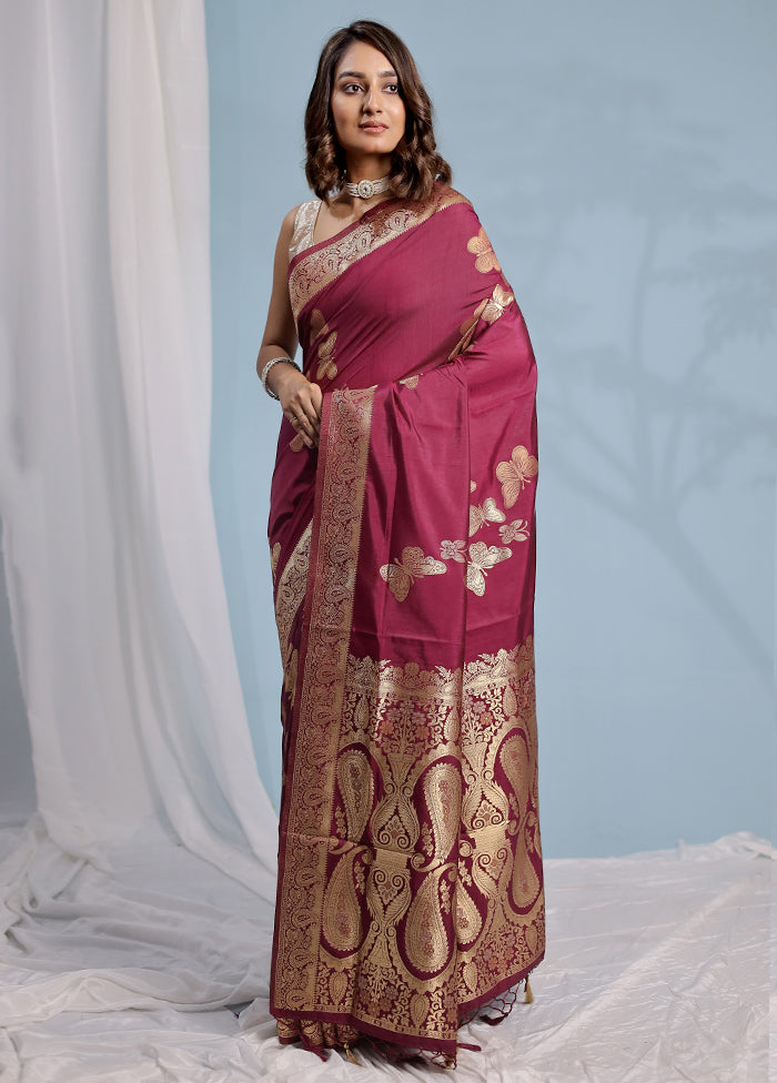 Purple Dupion Silk Saree With Blouse Piece - Indian Silk House Agencies