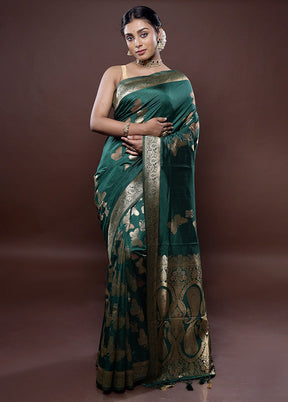 Green Dupion Silk Saree With Blouse Piece