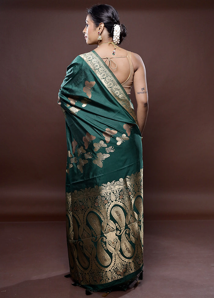 Green Dupion Silk Saree With Blouse Piece