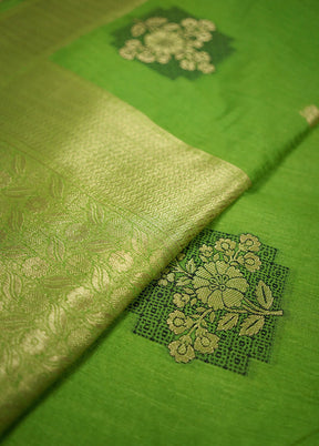 Green Dupion Silk Saree With Blouse Piece - Indian Silk House Agencies