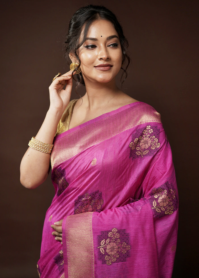 Pink Dupion Silk Saree With Blouse Piece - Indian Silk House Agencies