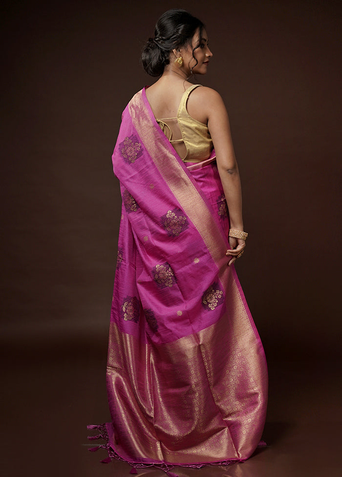 Pink Dupion Silk Saree With Blouse Piece - Indian Silk House Agencies