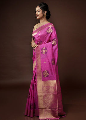 Pink Dupion Silk Saree With Blouse Piece - Indian Silk House Agencies