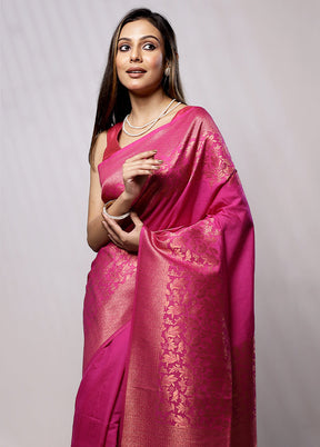 Pink Dupion Silk Saree With Blouse Piece